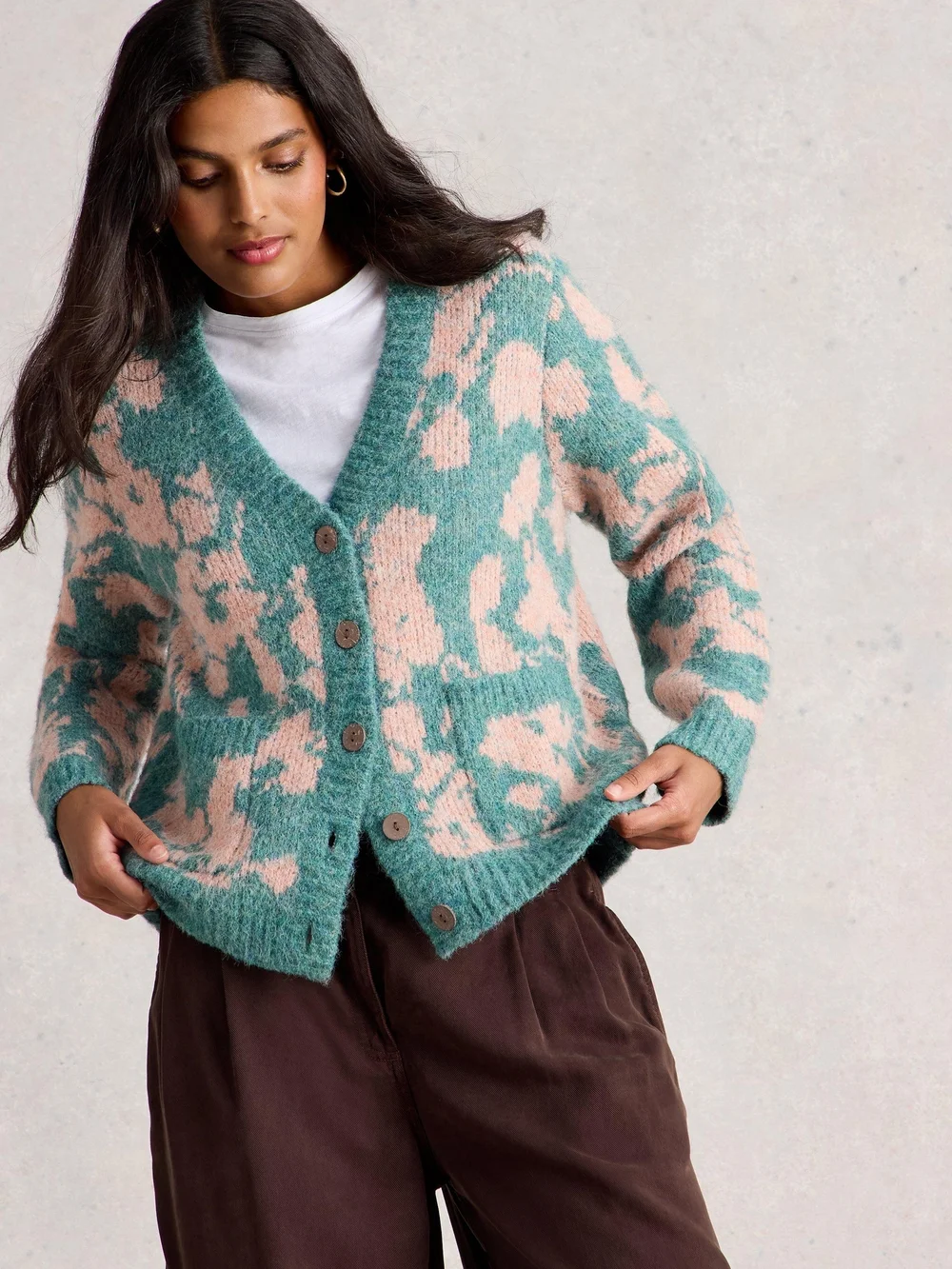 Jennifer Floral Cardi - Green Mlt - 48 Image 1
