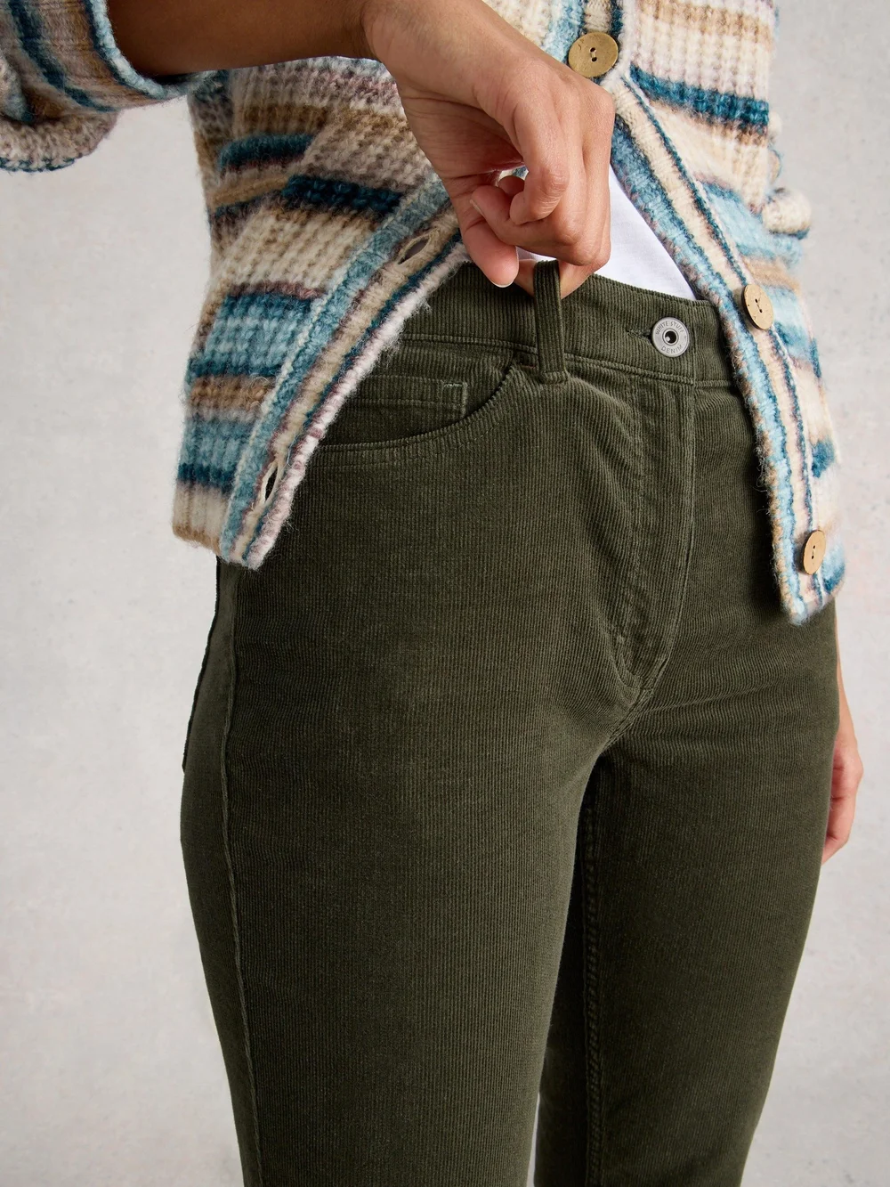 Pantalon Droit En Velours Côtelé Brooke - Khaki Grn - 52/R Image 1