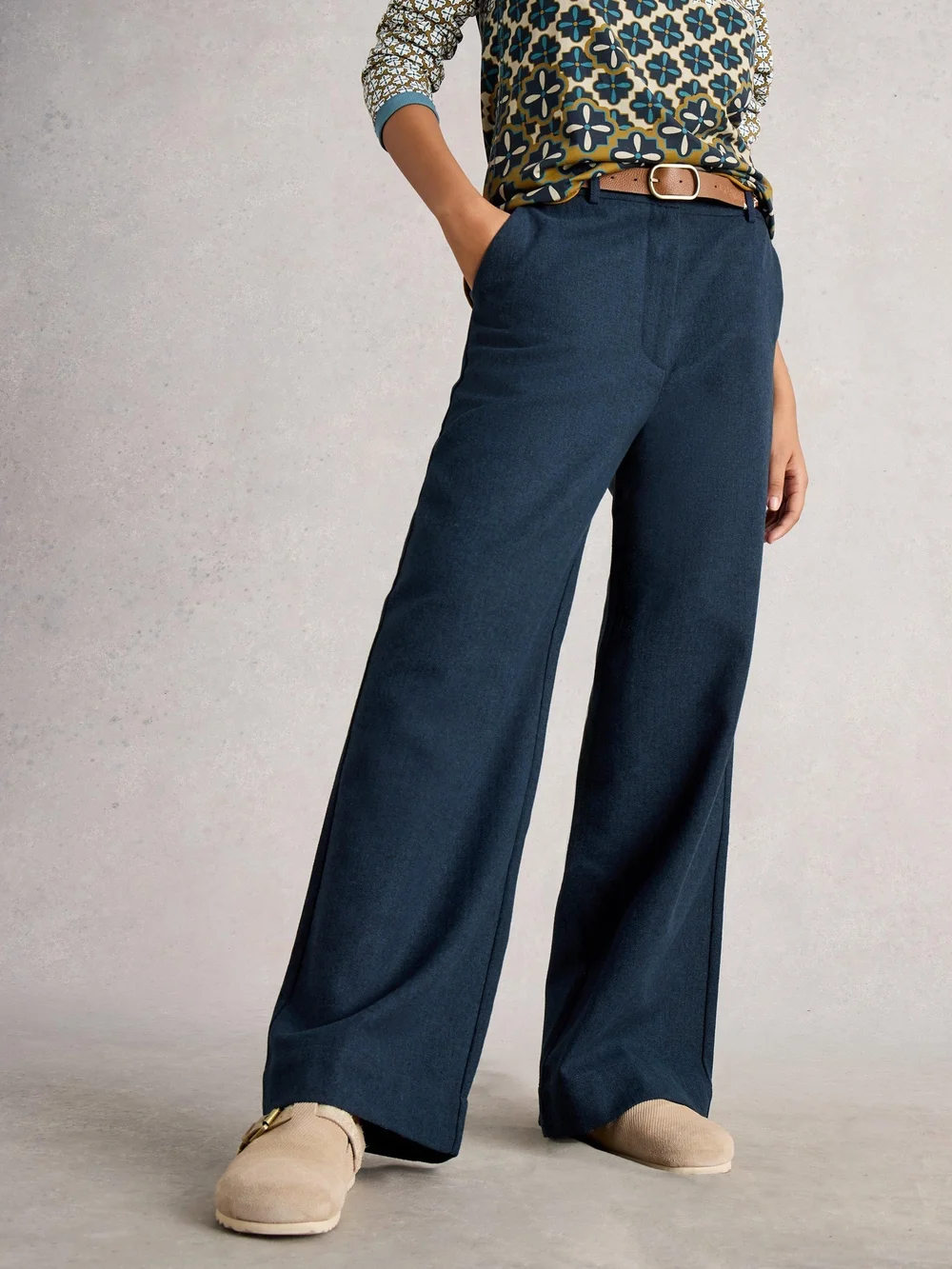 Pantalon Large Belle Tweedy - Navy Multi - 52/R Image 1