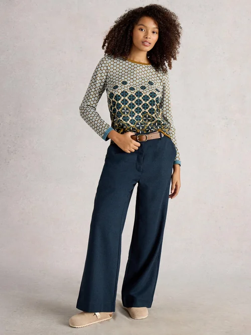 Pantalon Large Belle Tweedy - Navy Multi - 42/R Image 2