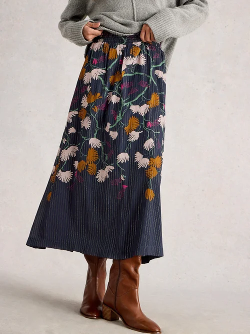 Jupe Midi Métallisée Yuki - Navy Multi - 52 Image 1