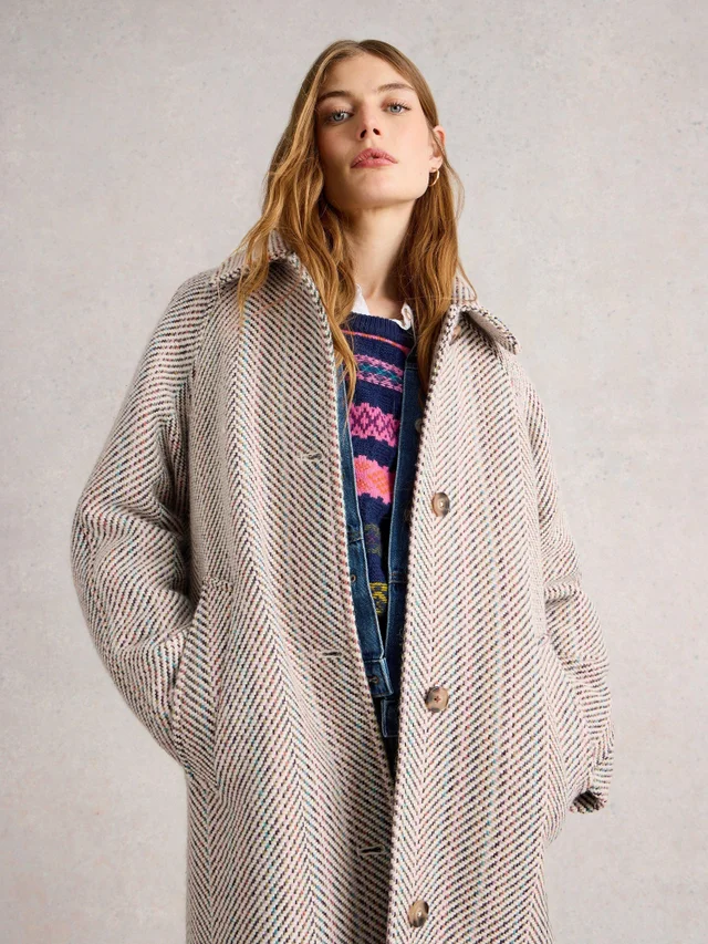 Manteau En Laine Mélangée Texturée Kelsey