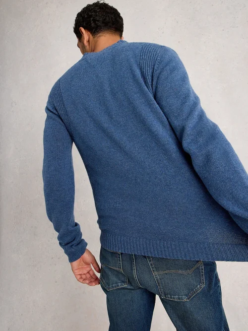 Henley En Laine D'Agneau Milton - Mid Blue - XXL Image 4