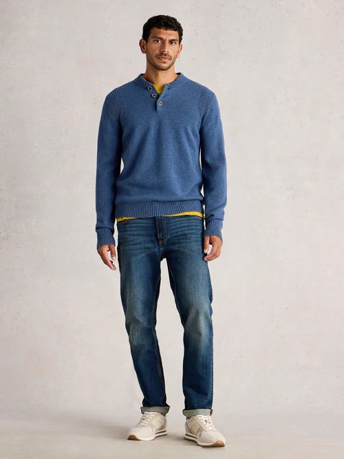 Henley En Laine D'Agneau Milton - Mid Blue - XXL Image 2