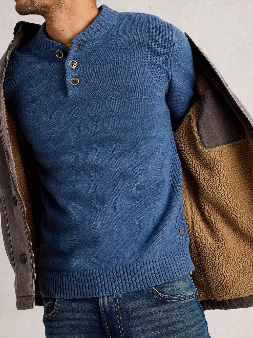 Henley En Laine D'Agneau Milton - Mid Blue - M Image 1