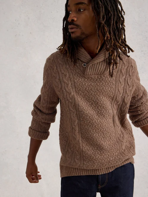 Berkley Shawl Neck - Mid Brown - XXL Image 3