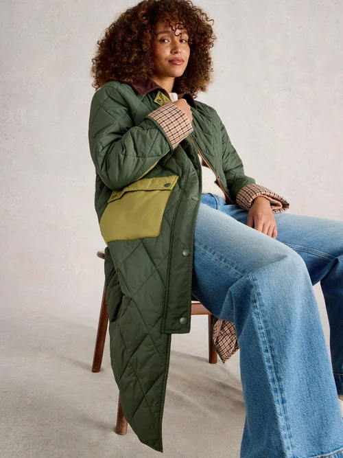 Manteau Matelassé Long Stella - Dk Green - 48 Image 4