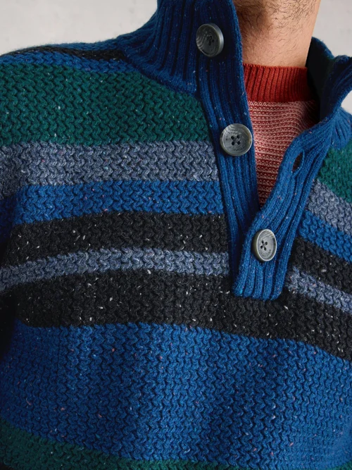 Berkley À Col Boutonné Et Rayures - Blue Mlt - XXXL Image 3