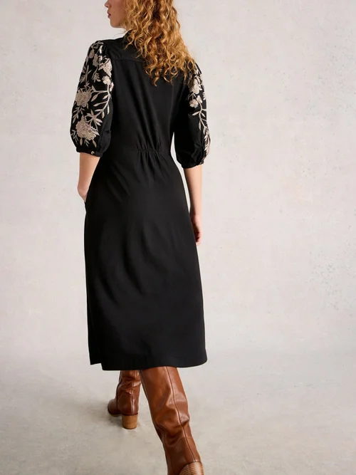 Rua Robe en jersey brodé - Pure Blk - 52/R Image 4