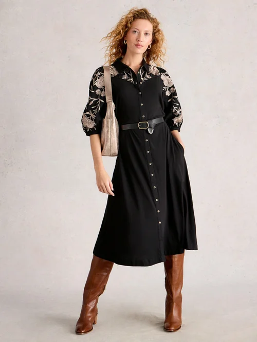 Rua Robe en jersey brodé - Pure Blk - 52/R Image 2