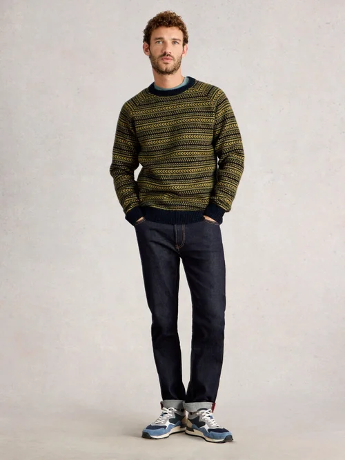 Brockton Fairisle Crew Neck - Green Mlt - XXXL Image 2