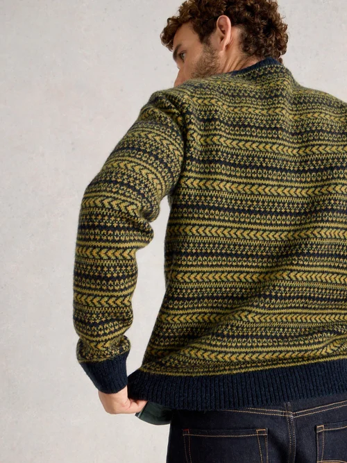 Brockton Fairisle Crew Neck - Green Mlt - XXXL Image 4