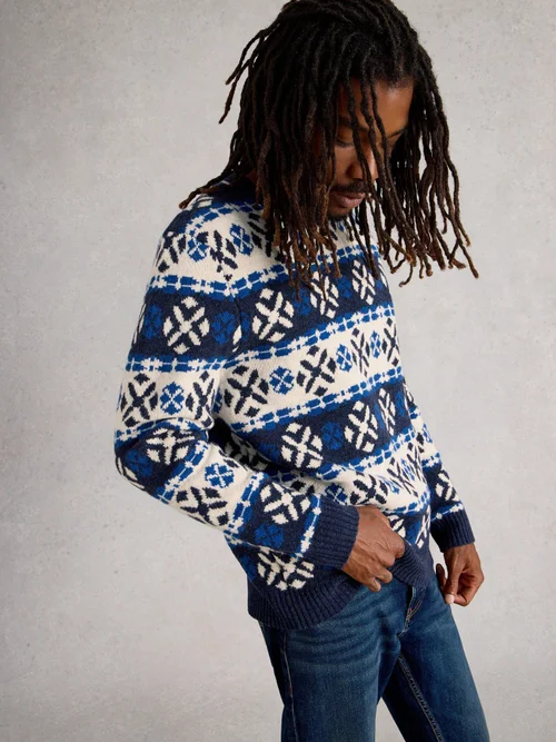 Geo Fairisle à col rond - Navy Multi - XL Image 3