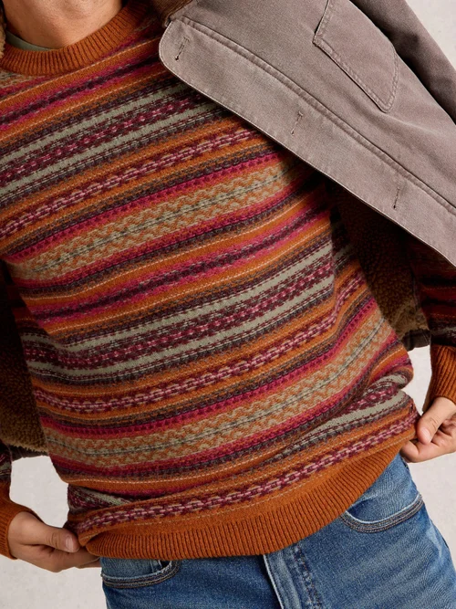 Ossett Fairisle Col rond - Orange Mlt - XL Image 3