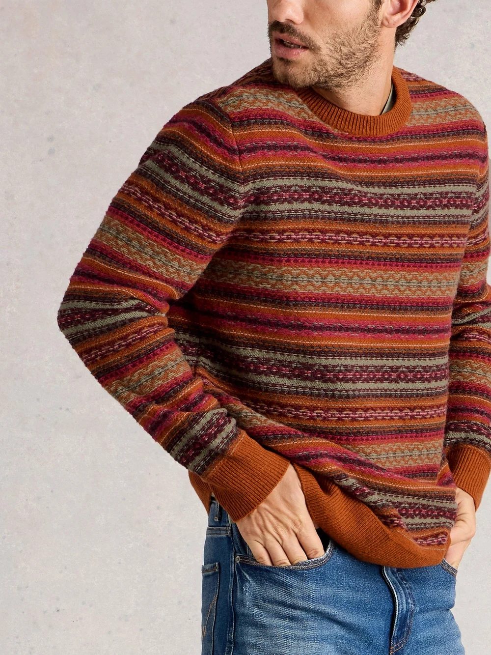 Ossett Fairisle Col rond - Orange Mlt - XL Image 1