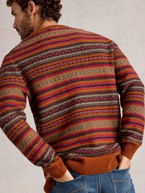 Ossett Fairisle Col rond - Orange Mlt - XL Image 4