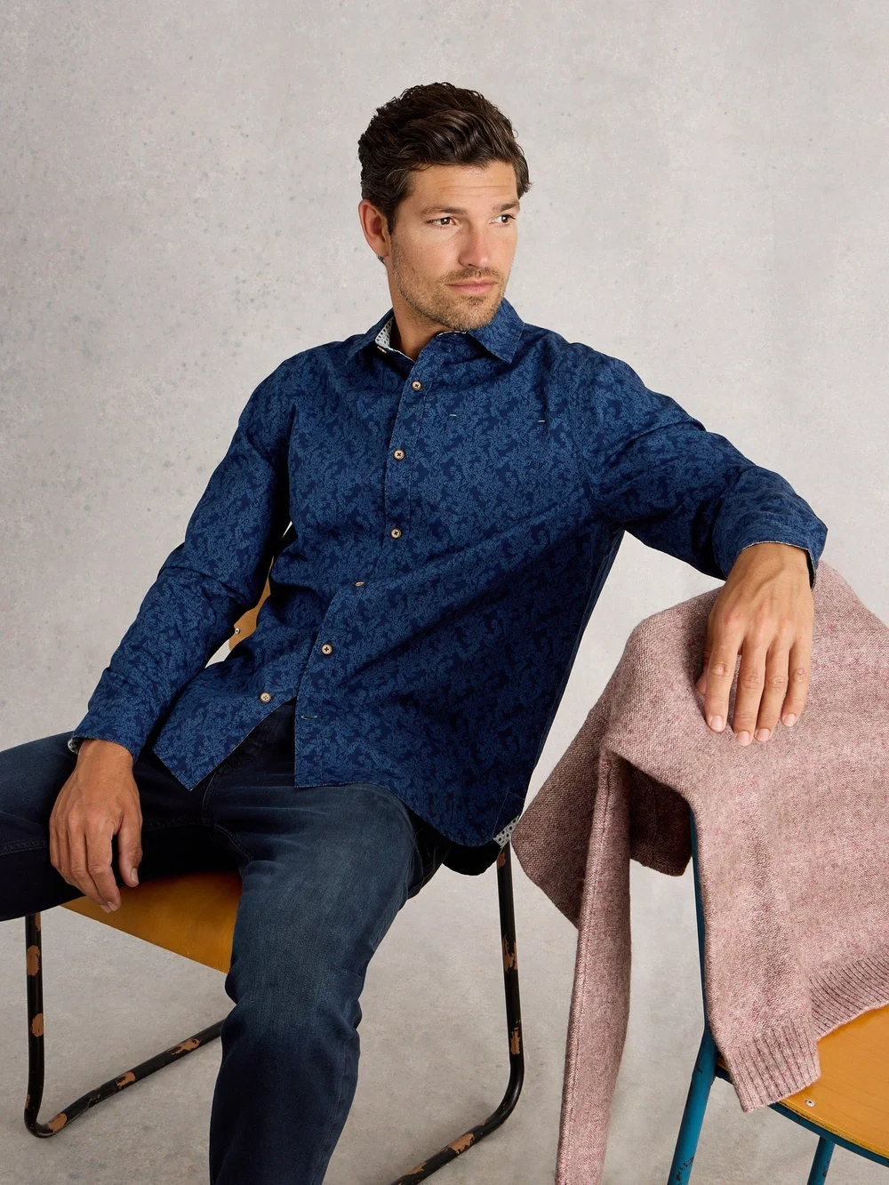 Chemise Finsbury À Imprimé Vigne - Navy Pr - XL/R Image 1