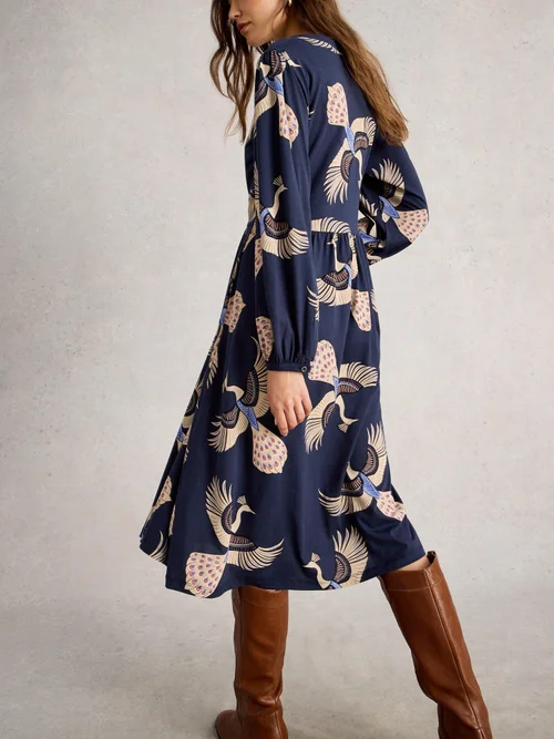 Robe En Jersey Leah - Navy Multi - 36/R Image 4