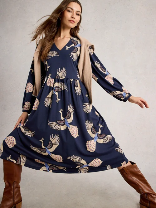 Robe En Jersey Leah - Navy Multi - 36/R Image 1