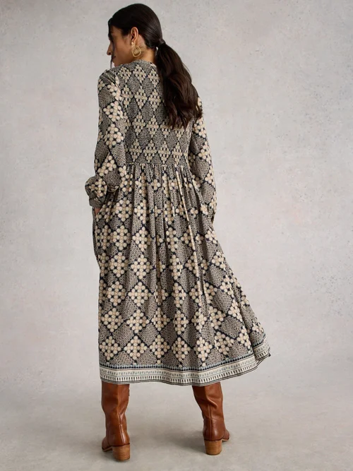 Robe Froncée Hattie - Navy Pr - 44 Image 4