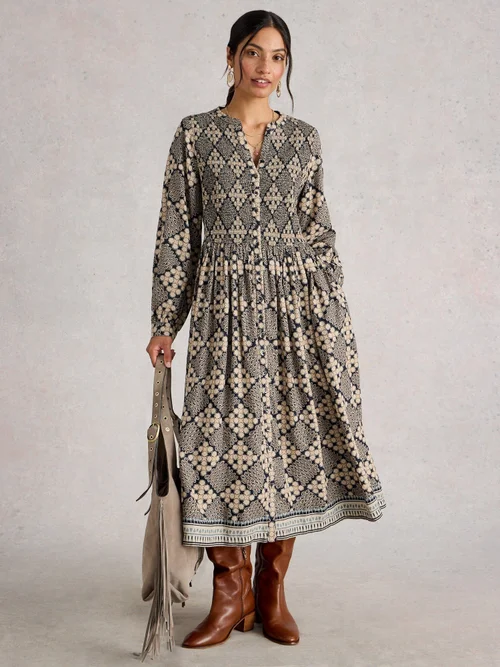 Robe Froncée Hattie - Navy Pr - 44 Image 2