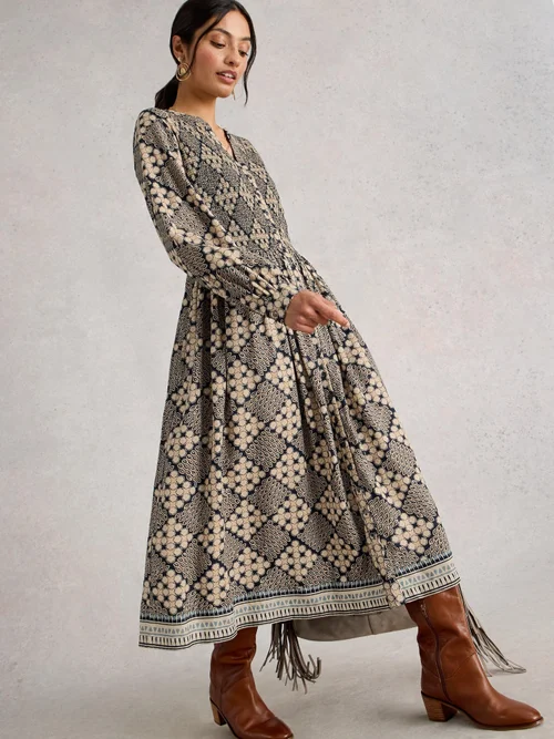 Robe Froncée Hattie - Navy Pr - 44 Image 3