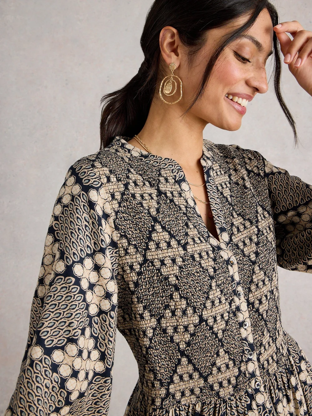 Robe Froncée Hattie - Navy Pr - 52 Image 1