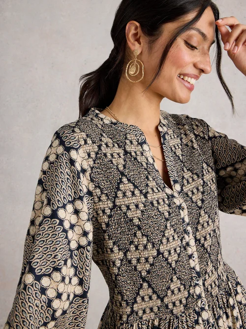 Robe Froncée Hattie - Navy Pr - 44 Image 1