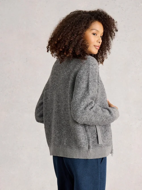 Bobby Boucle Zip Cardi - Mid Grey - 42 Image 4