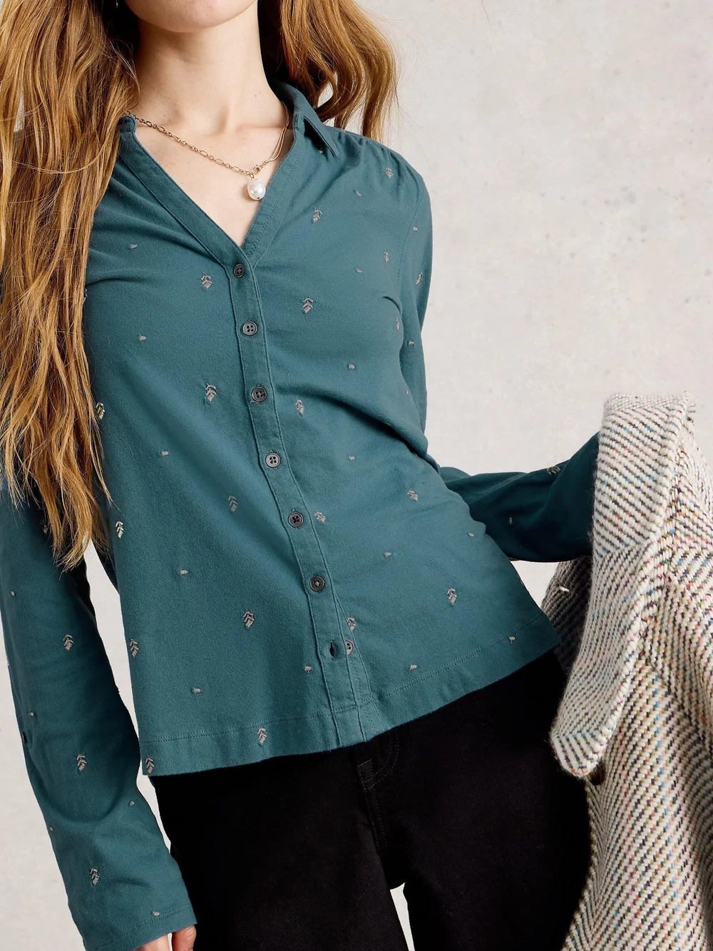 Chemise en jersey brodée Annie - Mid Blue - 52 Image 1