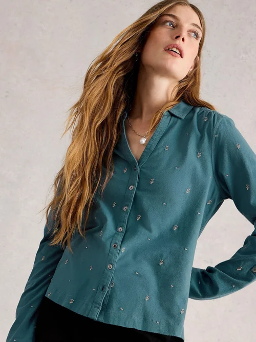 Chemise en jersey brodée Annie - Mid Blue - 52 Image 3
