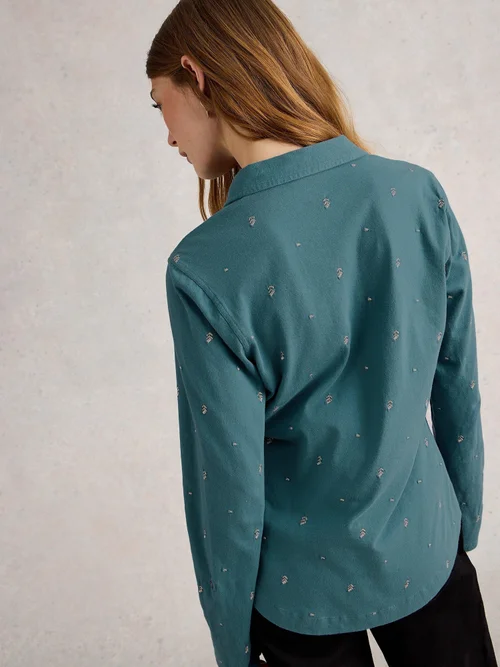Chemise en jersey brodée Annie - Mid Blue - 52 Image 4