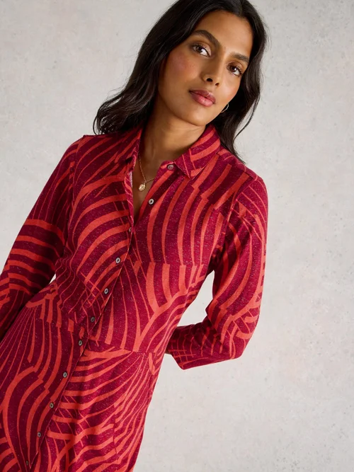 Robe Chemise En Jersey Scintillant Rua - Red Pr - 46/R Image 3