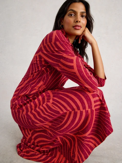 Robe Chemise En Jersey Scintillant Rua - Red Pr - 46/R Image 1