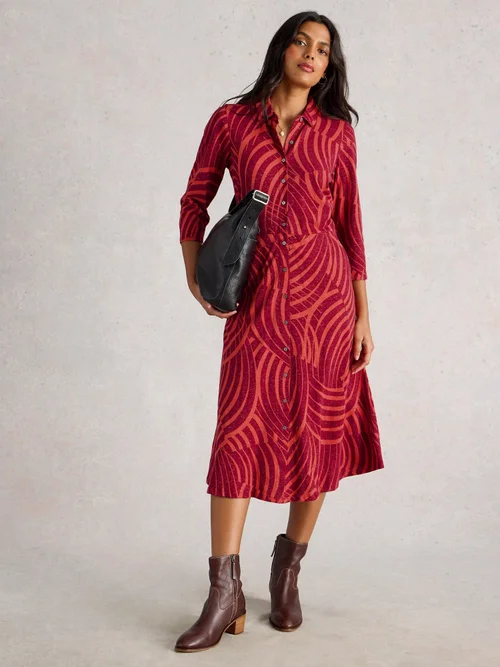 Robe Chemise En Jersey Scintillant Rua - Red Pr - 46/R Image 2