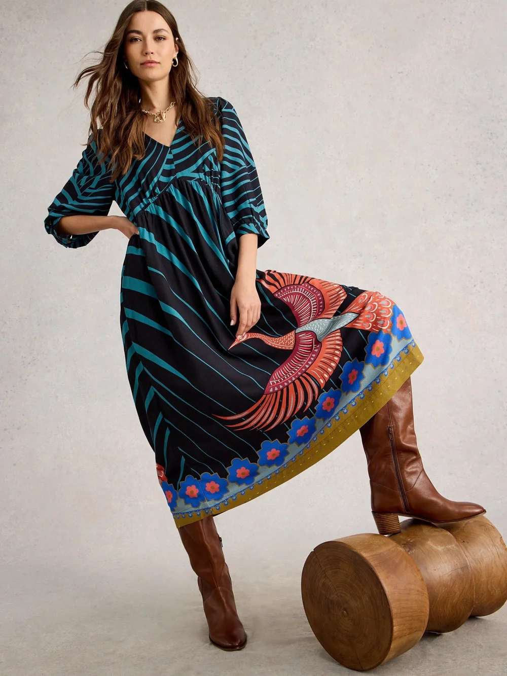 Robe Midi Lucy - Blk Mlt - 34/R Image 1