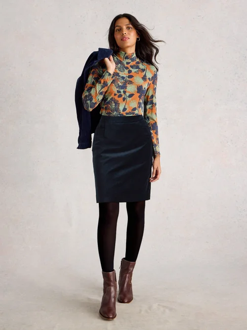 Jupe En Velours Corail - Dark Navy - 52 Image 2