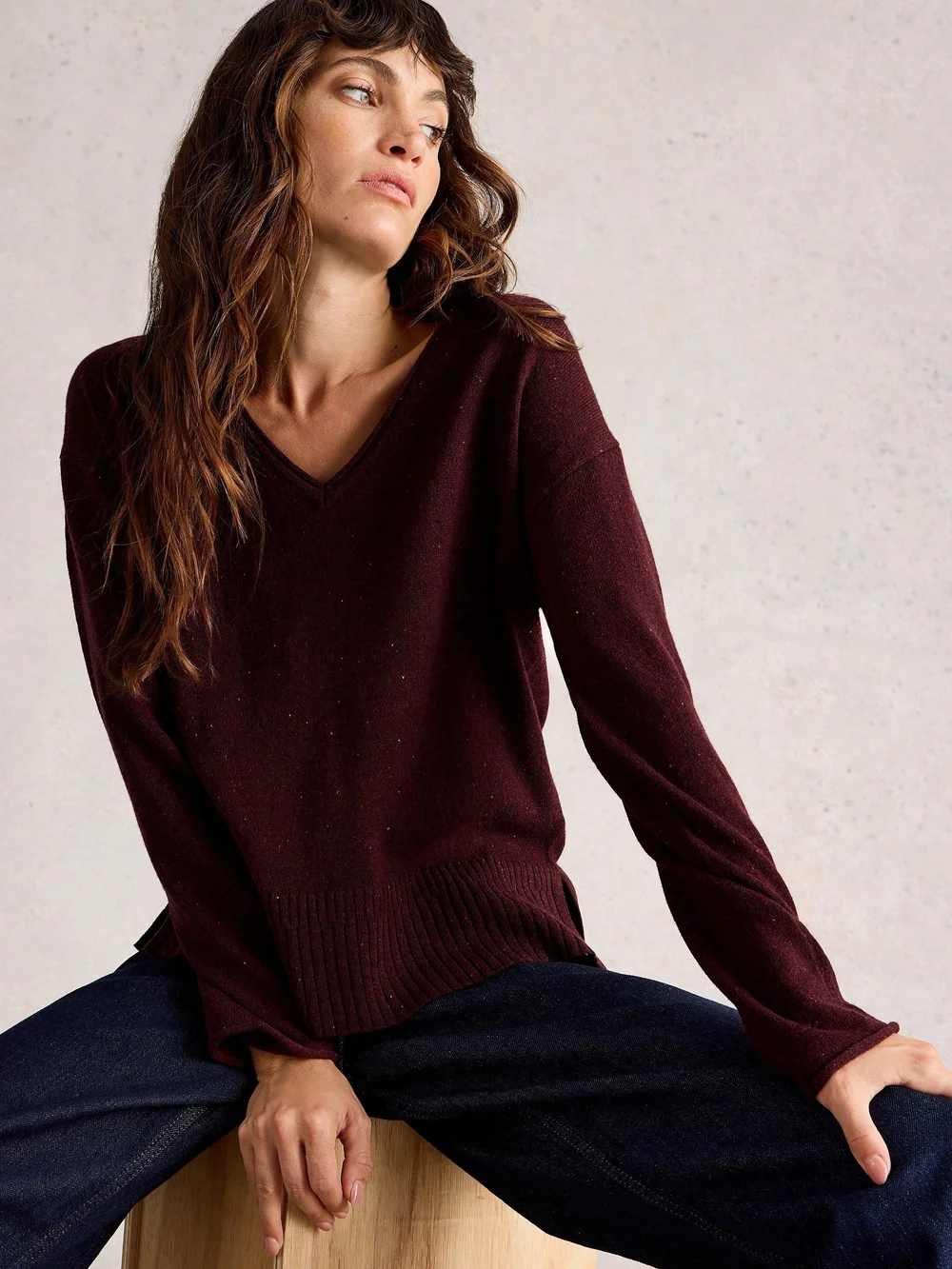 Pull Lily À Col En V - Mid Plum - 52 Image 1