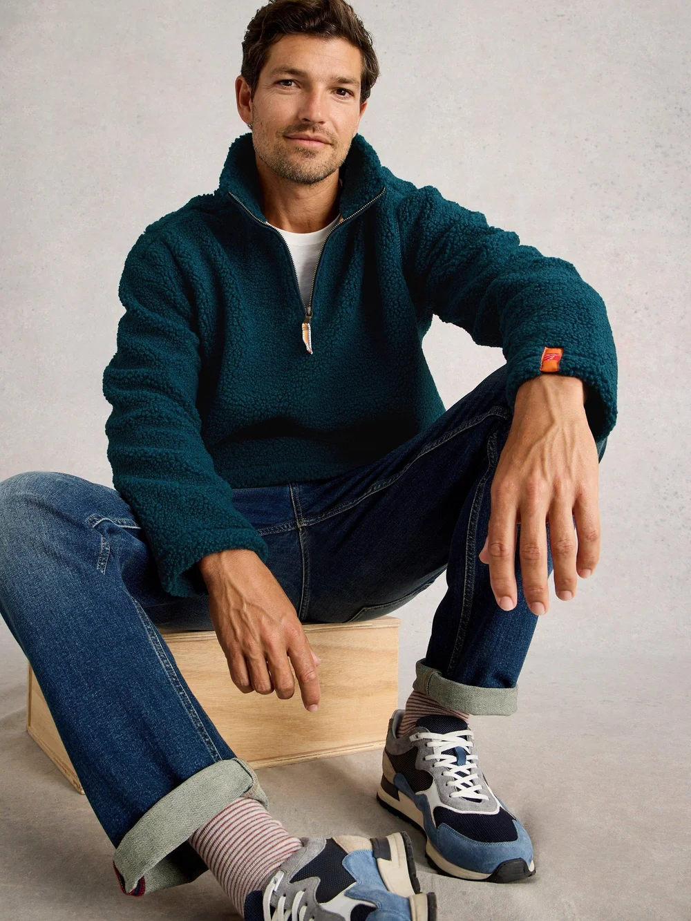 Borg Demi-Zip - Mid Teal - XXL Image 1