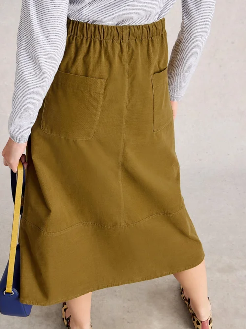 Jupe Midi En Velours Côtelé Tilly - Khaki Grn - 52/R Image 4