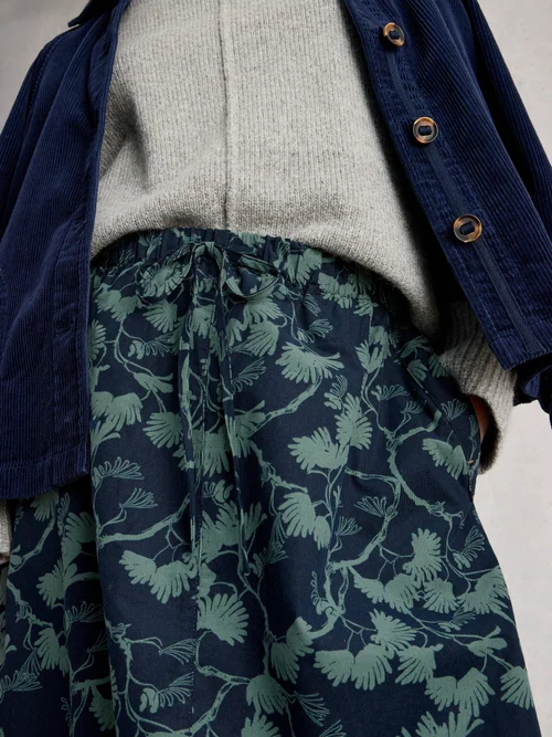 Jupe Midi En Velours Côtelé Tilly - Navy Pr - 46/R Image 3