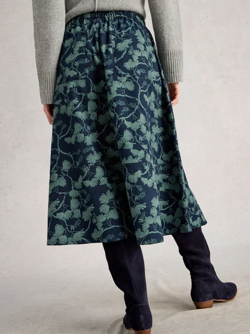 Jupe Midi En Velours Côtelé Tilly - Navy Pr - 46/R Image 4