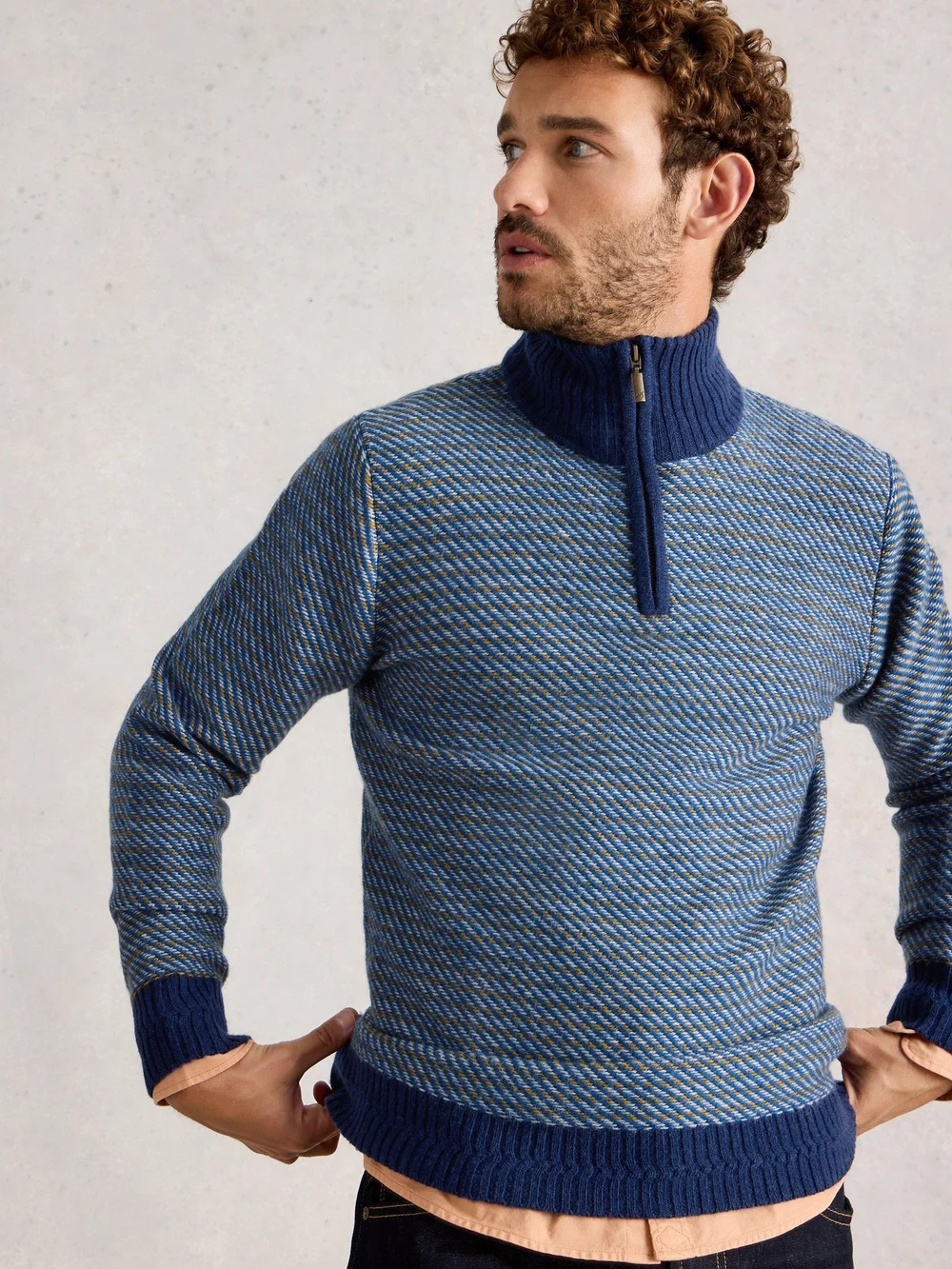 Selby À Rayures Et Col Cheminée - Blue Mlt - XXL Image 1