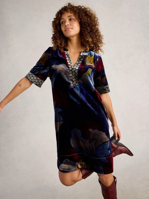 Robe en velours June - Navy Multi - 52/R Image 3