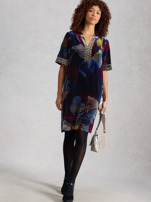 Robe en velours June - Navy Multi - 52/R Image 3