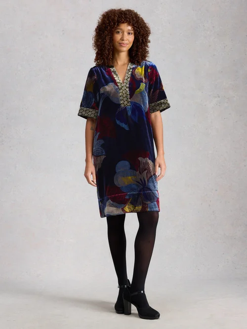 Robe en velours June - Navy Multi - 52/R Image 2