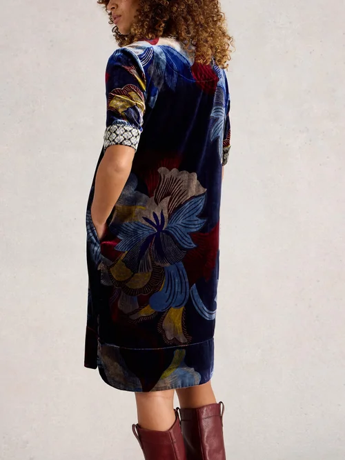 Robe en velours June - Navy Multi - 52/R Image 4