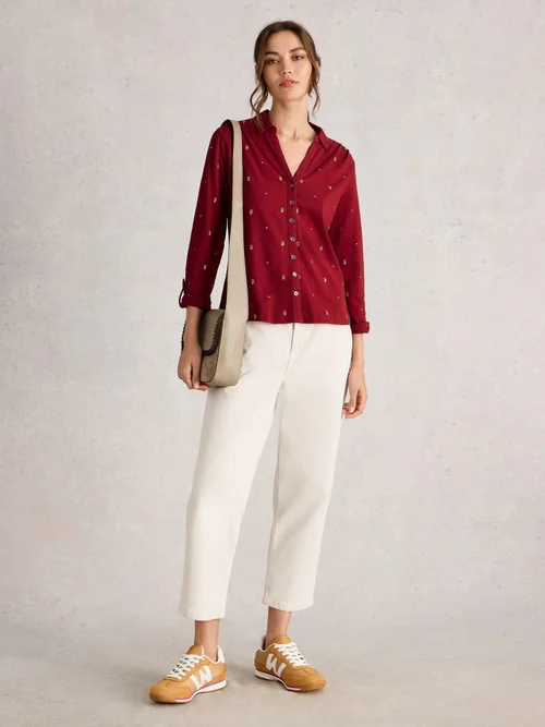 Chemise en jersey brodée Annie - Deep Red - 52 Image 2