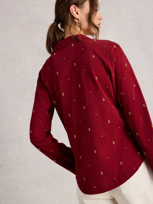 Chemise en jersey brodée Annie - Deep Red - 44 Image 4