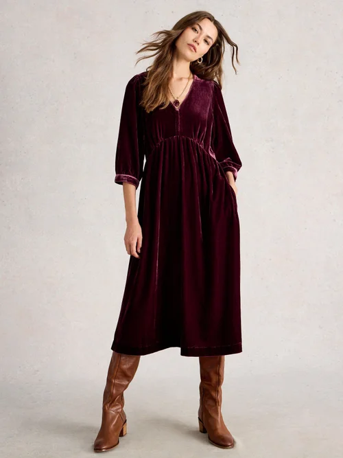 Robe En Velours Lucy - Dk Plum - 40/R Image 2